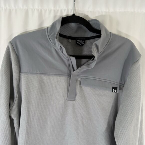 Under Armour Sweater Men's Small grey Pullover 1/4 Zip Long Sleeve Storm - Picture 2 of 12